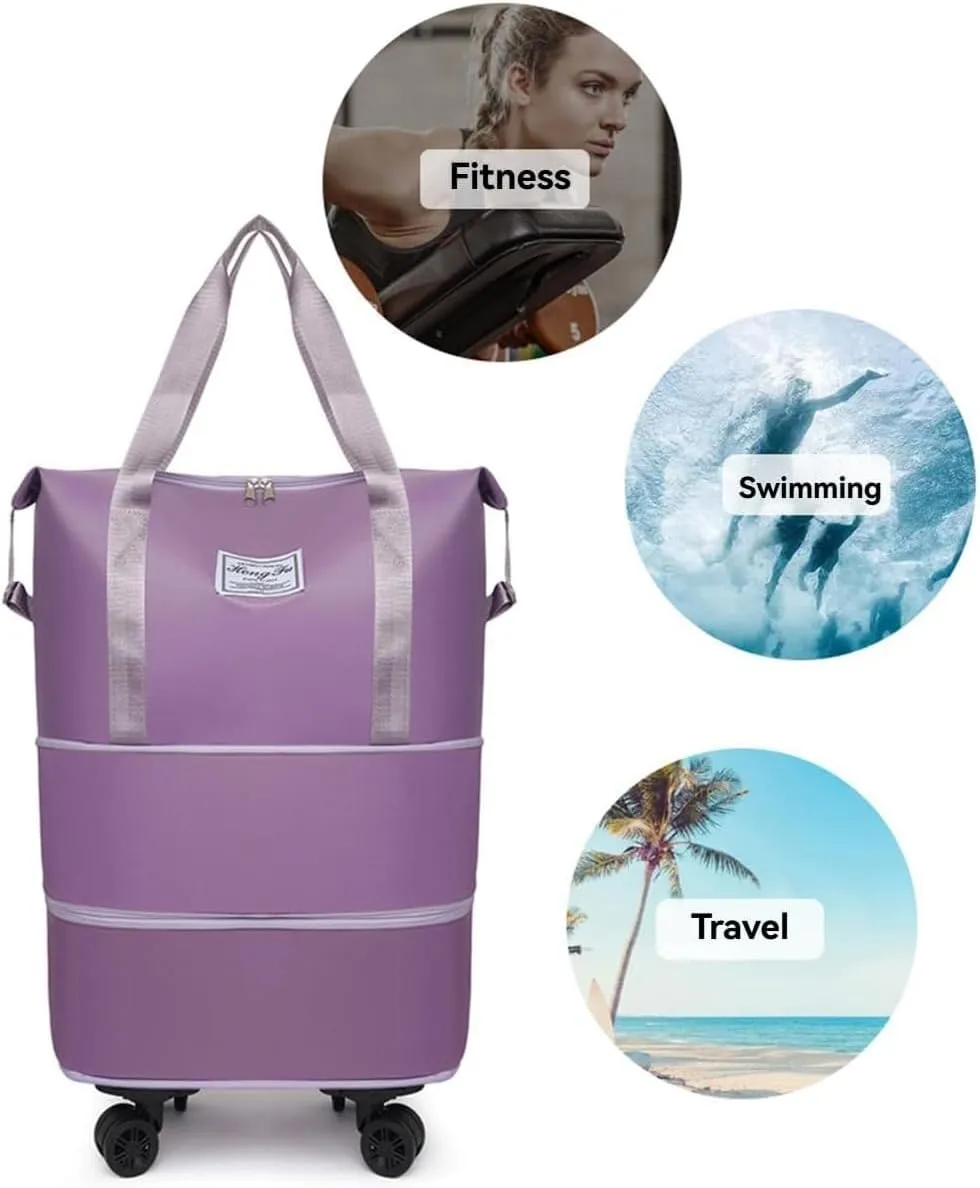 Beente Travel Bag With Wheels, 2025 New Large Capacity Travel Bag - Universal Wheel Removable, Expandable Foldable, Weekend Carry On Luggage Bag (Green)