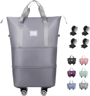 Beente Travel Bag With Wheels-2025 New Large Capacity Travel Bag-Universal Wheel Removable, Foldable Carry (Grey)