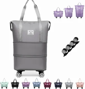 Beente Travel Bag With Wheels, 2025 New Large Capacity Travel Bag - Universal Wheel Removable Silent, Expandable Foldable Carry-On Luggage Bags, For Travel (Grey)
