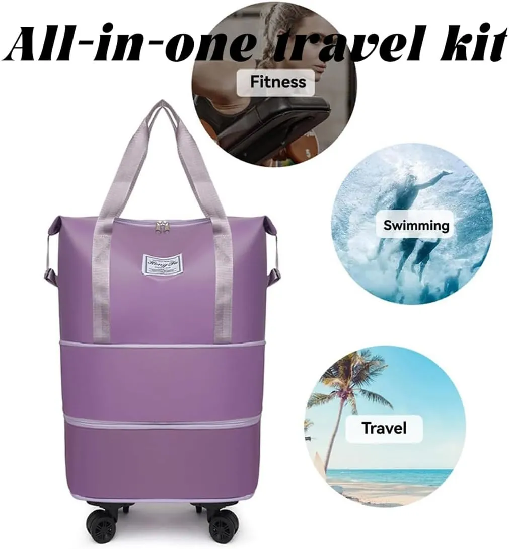 Beente Travel Bag With Wheels, 2025 New Large Capacity Travel Bag - Universal Wheel Removable, Wet and Dry Separation (Green)