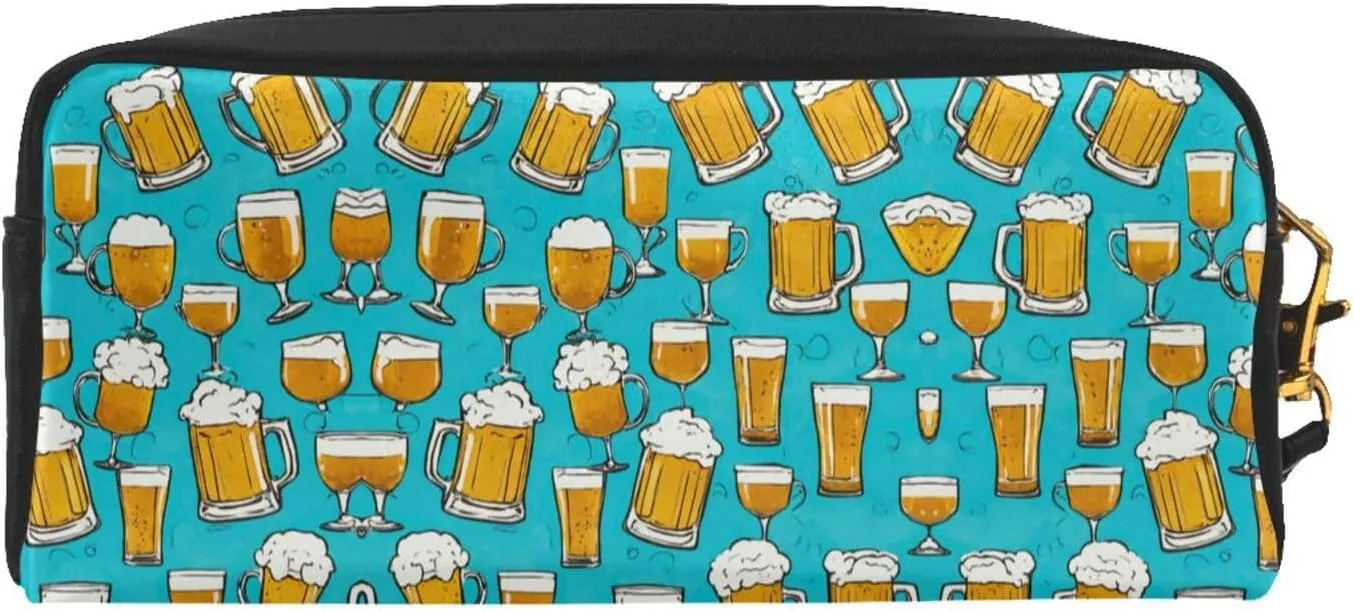 Beer Bubble Print Portable Makeup Bag,Travel-Friendly Design,Versatile Mini Makeup Pouchtion
