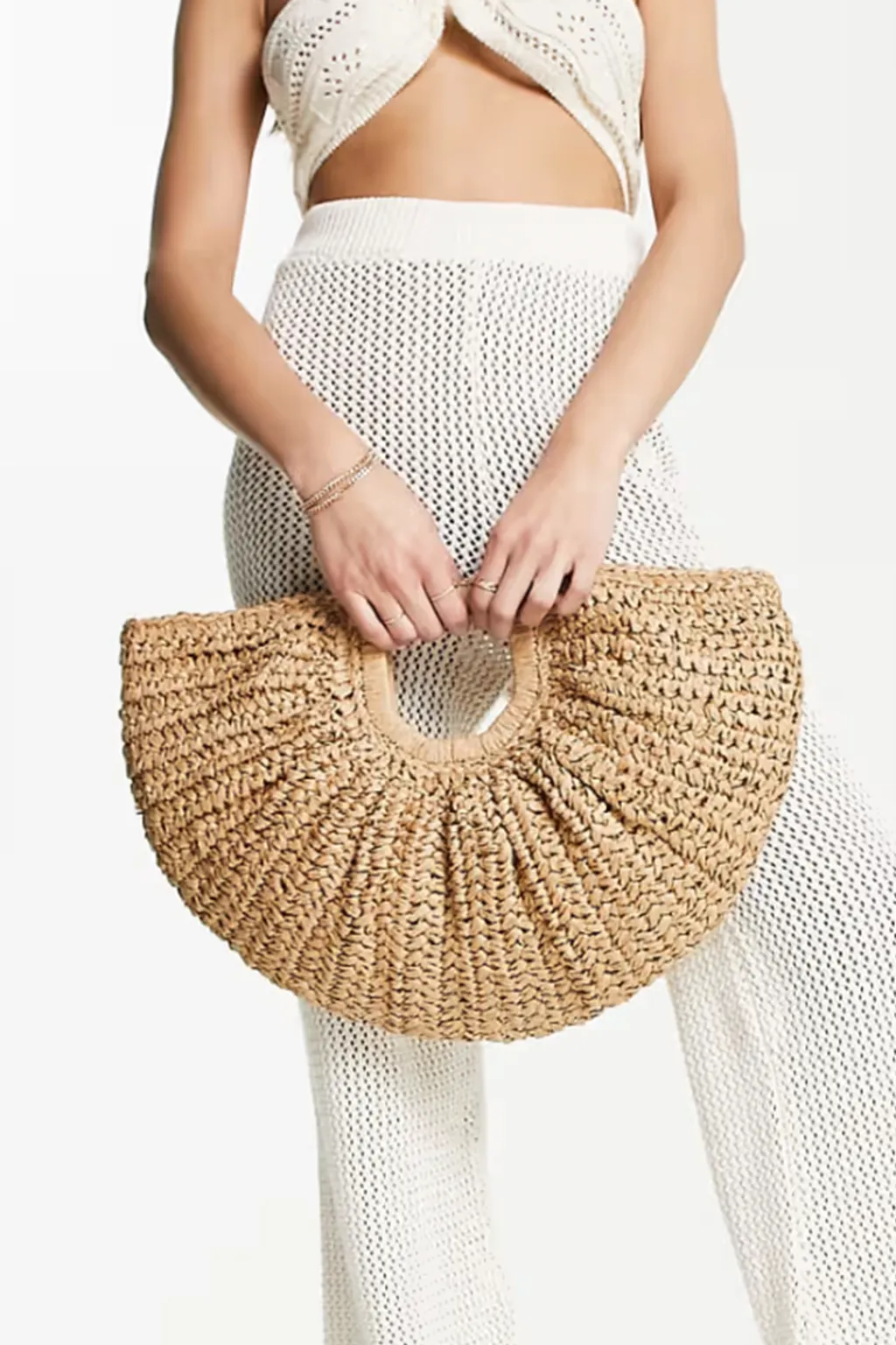 Beige Rattan Straw Oversized Woven Beach Bag