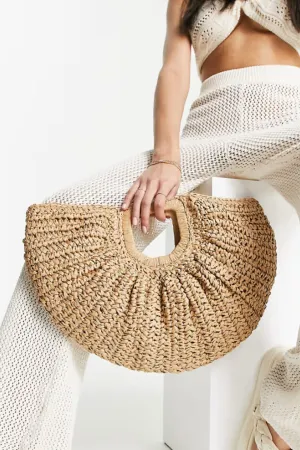 Beige Rattan Straw Oversized Woven Beach Bag