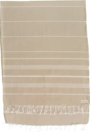 Bersuse Towels Anatolia XL Beach Blanket Throw Blanket Turkish Towel 100% Cotton Extra-Large Quick-Dry Lightweight Premium Peshtemal Towel - 61x82 Inches, Beige
