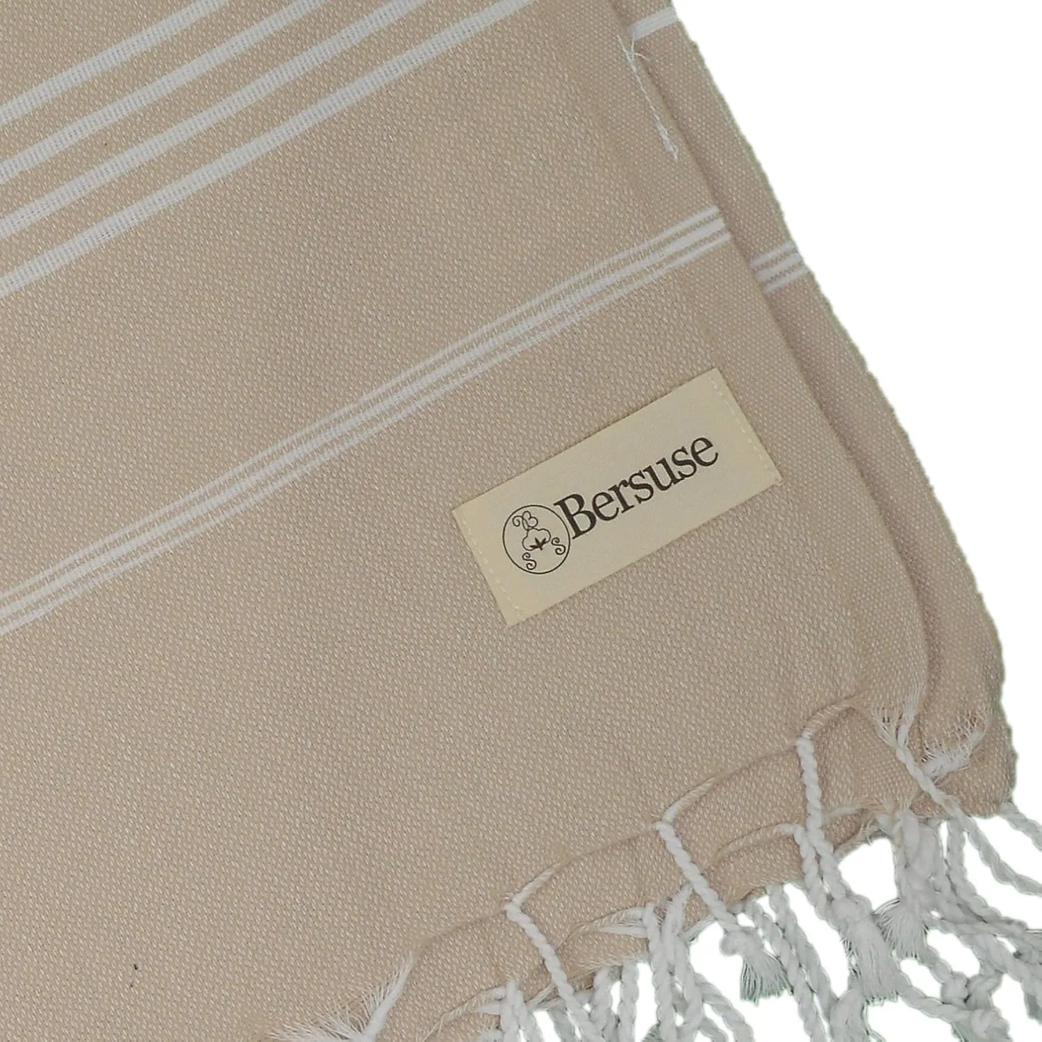 Bersuse Towels Anatolia XL Beach Blanket Throw Blanket Turkish Towel 100% Cotton Extra-Large Quick-Dry Lightweight Premium Peshtemal Towel - 61x82 Inches, Beige