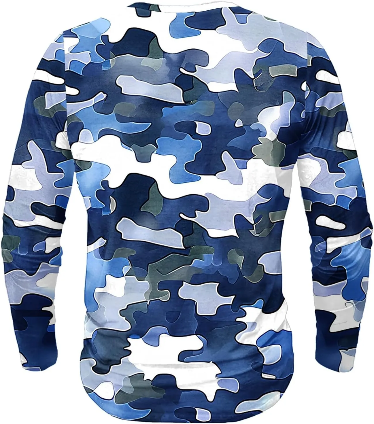 Big and Tall Shirts for Men Loose Fit Long Sleeve Button Down Shirt Camouflage Print Quarter Button Pullover Top Tees