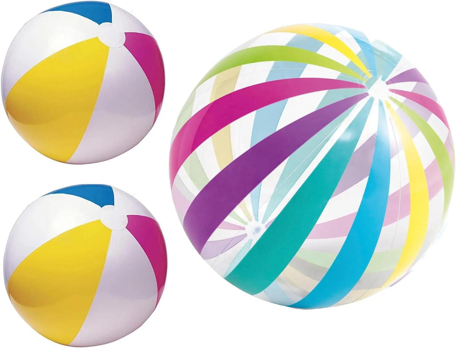Big Beach Ball Set for Summer, Rainbow Beach Balls for Swimming at The Pool or Beach, Set of 3