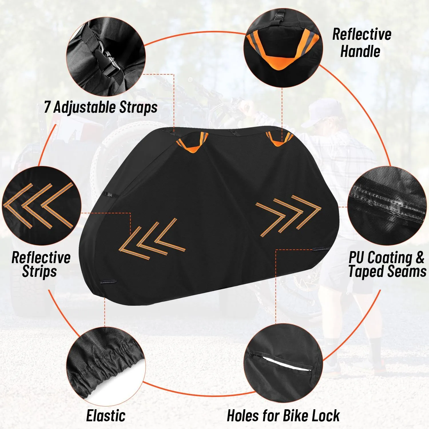 Bike Cover for Transport on Rack, 900D Oxford Bike Rack Cover Heavy Duty Bicycle Covers Outdoor Storage Waterproof Bike Covers for 2 Bikes on Rear Bike Rack for Mountain Road Electric City Bike