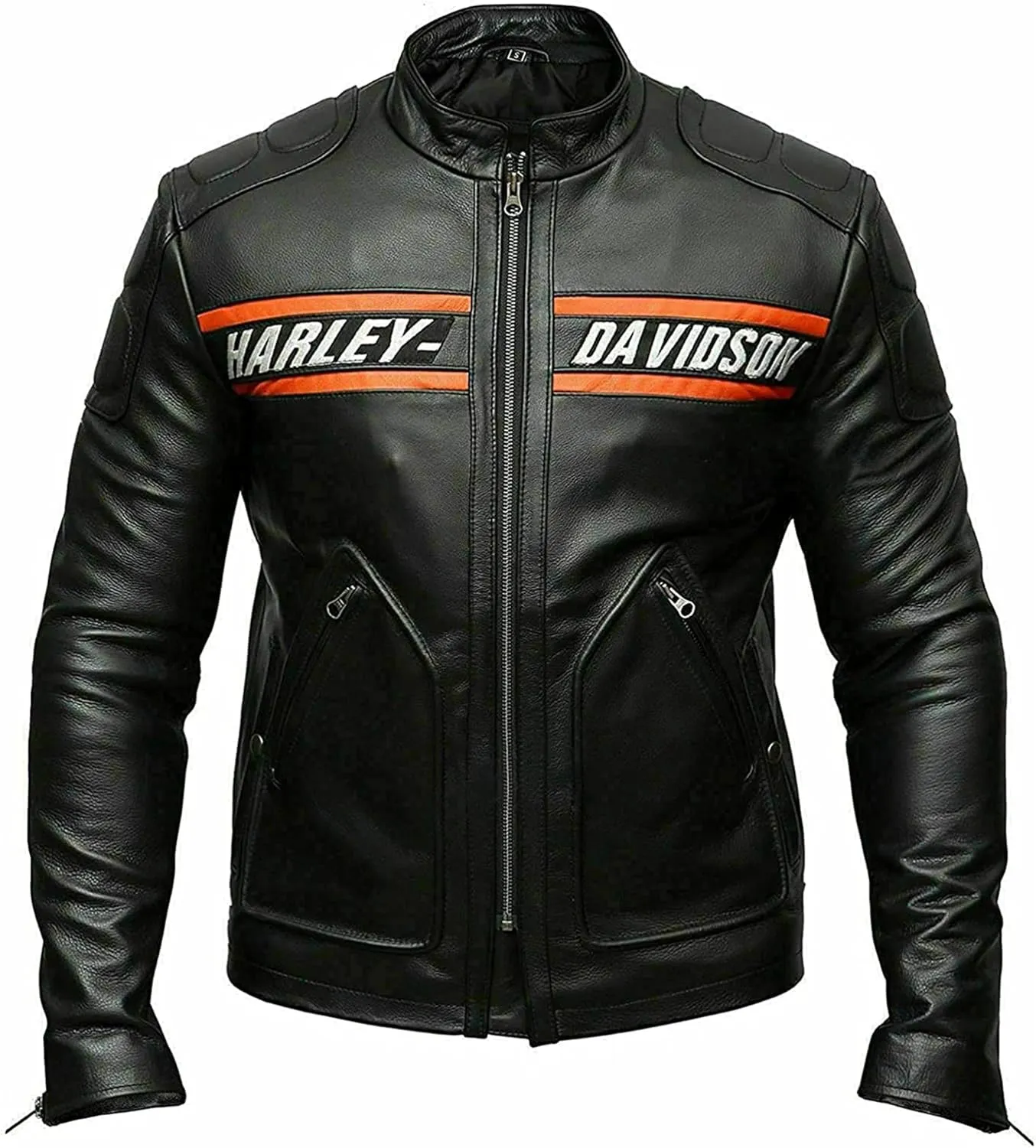 Biker Leather Jacket – HD Bill Goldberg Black Motorcycle Jacket Men – Cafe Racer Leather Jacket Men