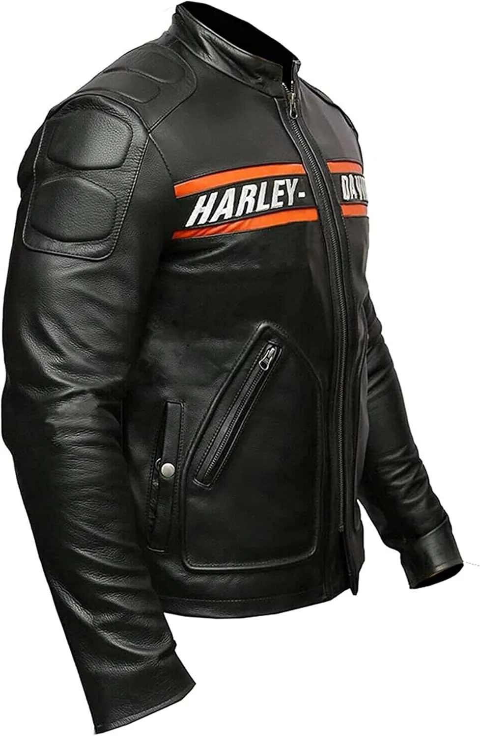 Biker Leather Jacket – HD Bill Goldberg Black Motorcycle Jacket Men – Cafe Racer Leather Jacket Men