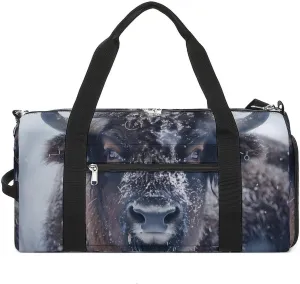 Bison Snowstorm Sports Gym Bag for Men Women Travel Duffel Bag with Shoulder Strap