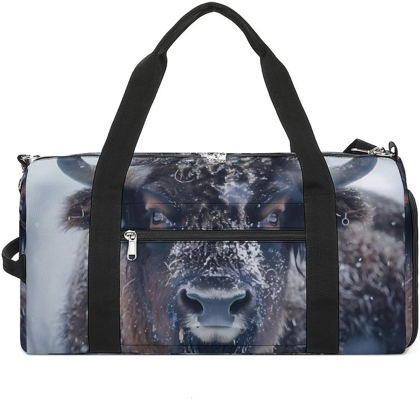 Bison Snowstorm Sports Gym Bag for Men Women Travel Duffel Bag with Shoulder Strap