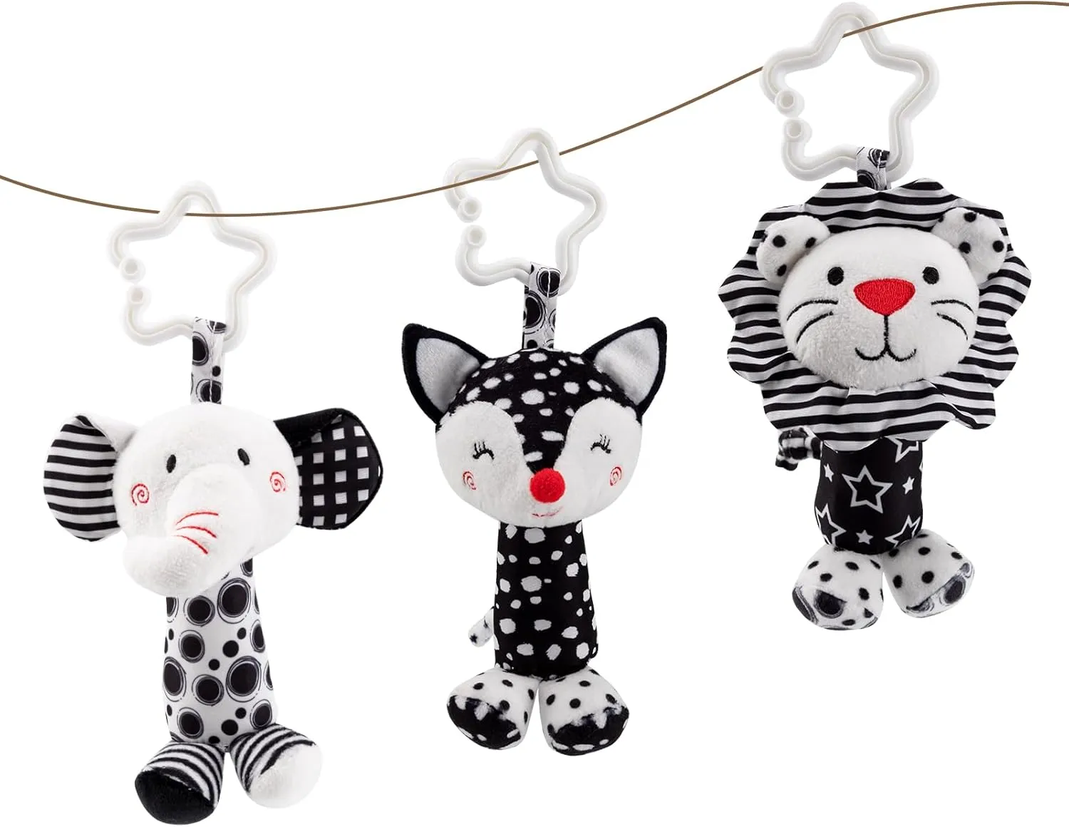 Black & White Baby Wind Chime Hanging Toys - High Contrast Rattles for Newborns 0-12 Months, Stroller & Car Seat Mobile, Visual Stimulation Sensory Toy for Baby Gym, Crib & Playtime