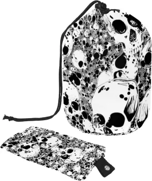 Black & White Skeleton Travel Cosmetic Bags Makeup Bag for Women, Foldable Drawstring Travel Cosmetic Bags, Portable Toiletry Bucket Bag