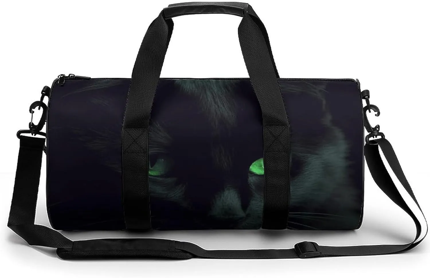 Black Cat Green Eyes Gym Bag for Men Women Water Resistant Duffle Bag Travel Lightweight Bag for Travel Sports