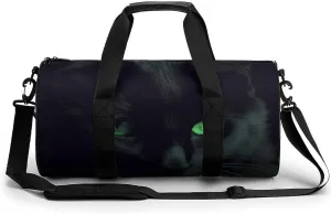 Black Cat Green Eyes Gym Bag for Men Women Water Resistant Duffle Bag Travel Lightweight Bag for Travel Sports