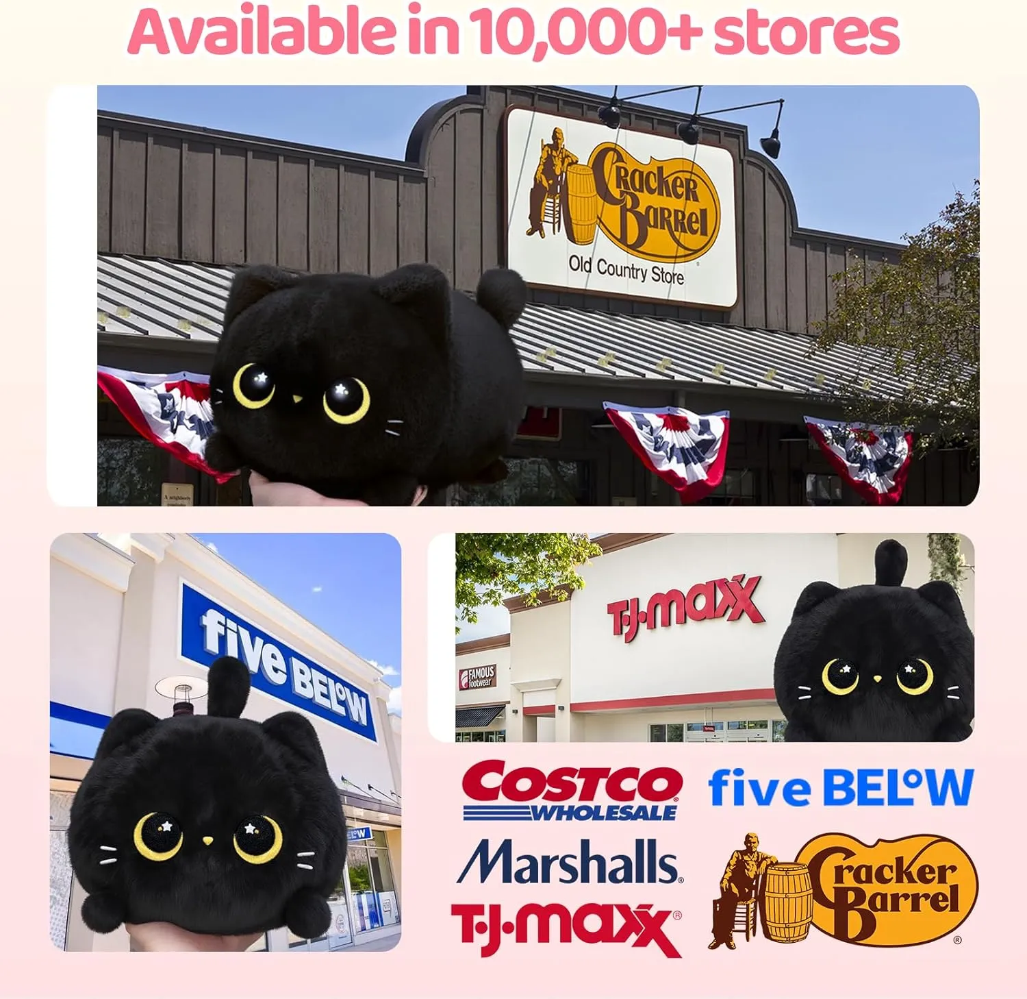Black Cat Plush, Cute Cat Plushies Toy, Soft Kitten Plushie Cuddle Pillow, Anime Plushie Doll, Cute Stuff Toys Gift for Girls, Boys and Males (16 Inch)