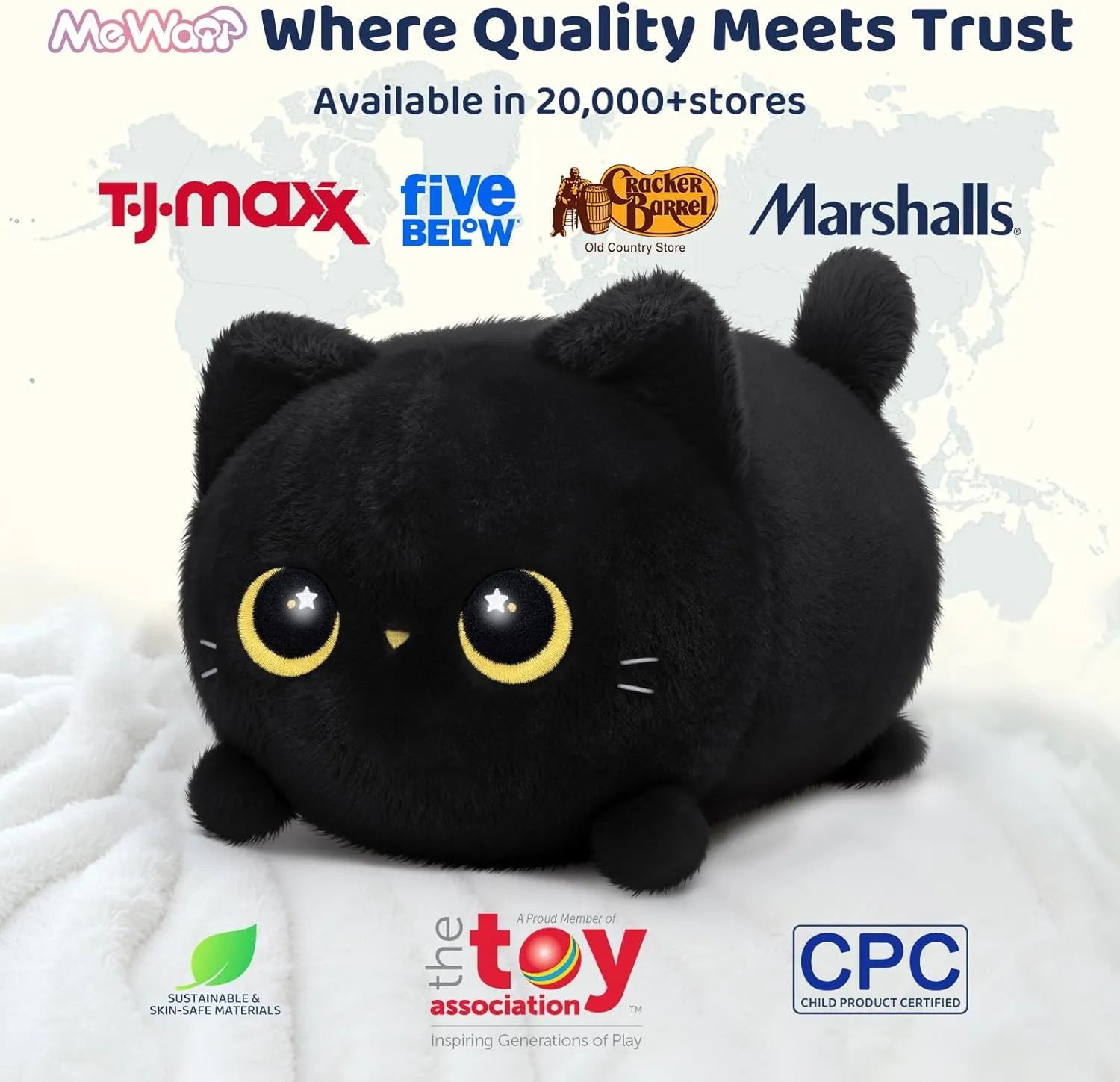 Black Cat Plush, Cute Cat Plushies Toy, Soft Kitten Plushie Cuddle Pillow, Anime Plushie Doll, Cute Stuff Toys Gift for Girls, Boys and Males (16 Inch)