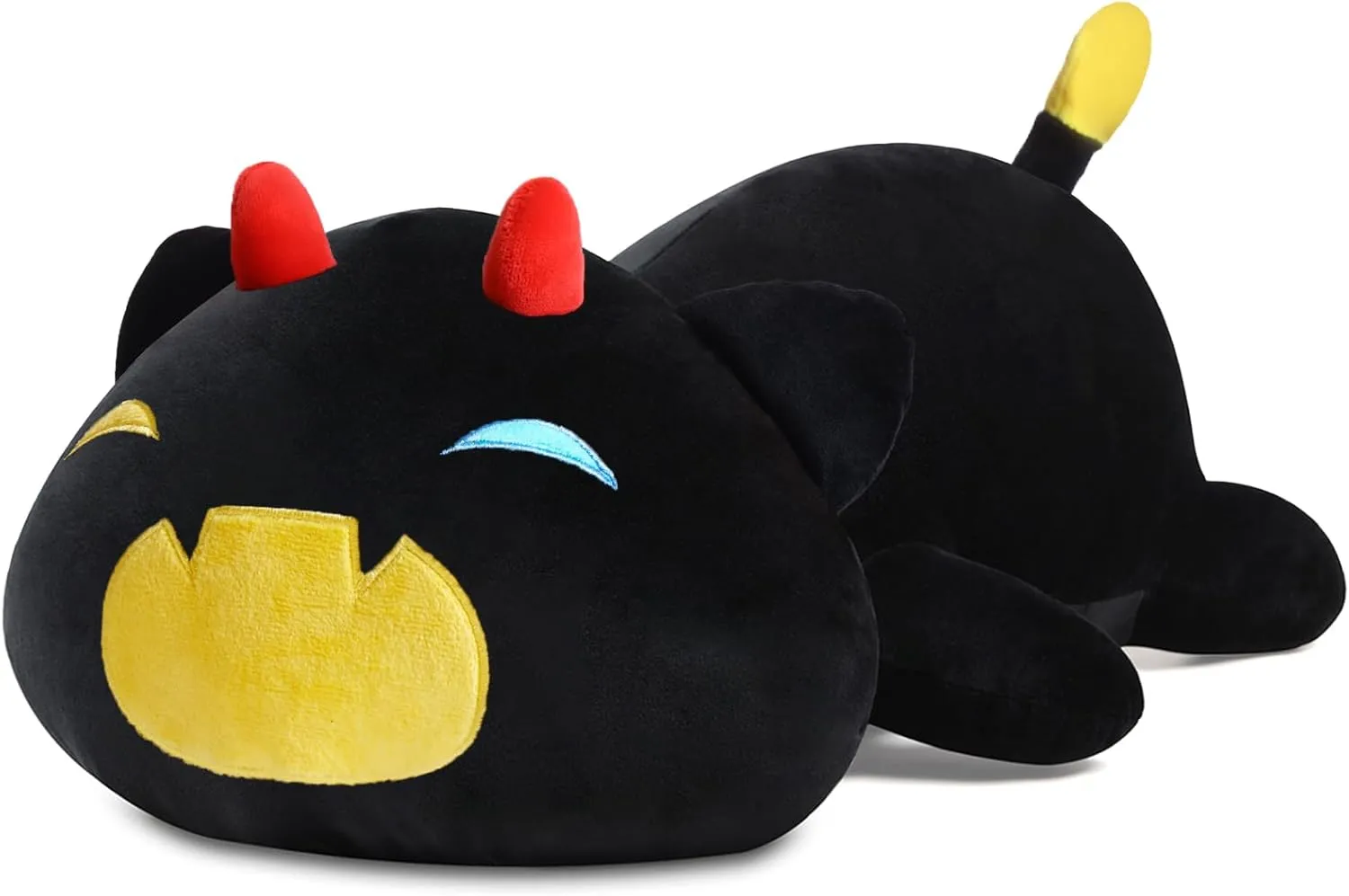 Black Cat Plush Pillow Cute Soft Pumpkin Cat Plush Toy Stuffed Animals Kitten Plushie Doll Great Gift for Kids and Adult Birthday Christmas Valentines, 20", Yellow