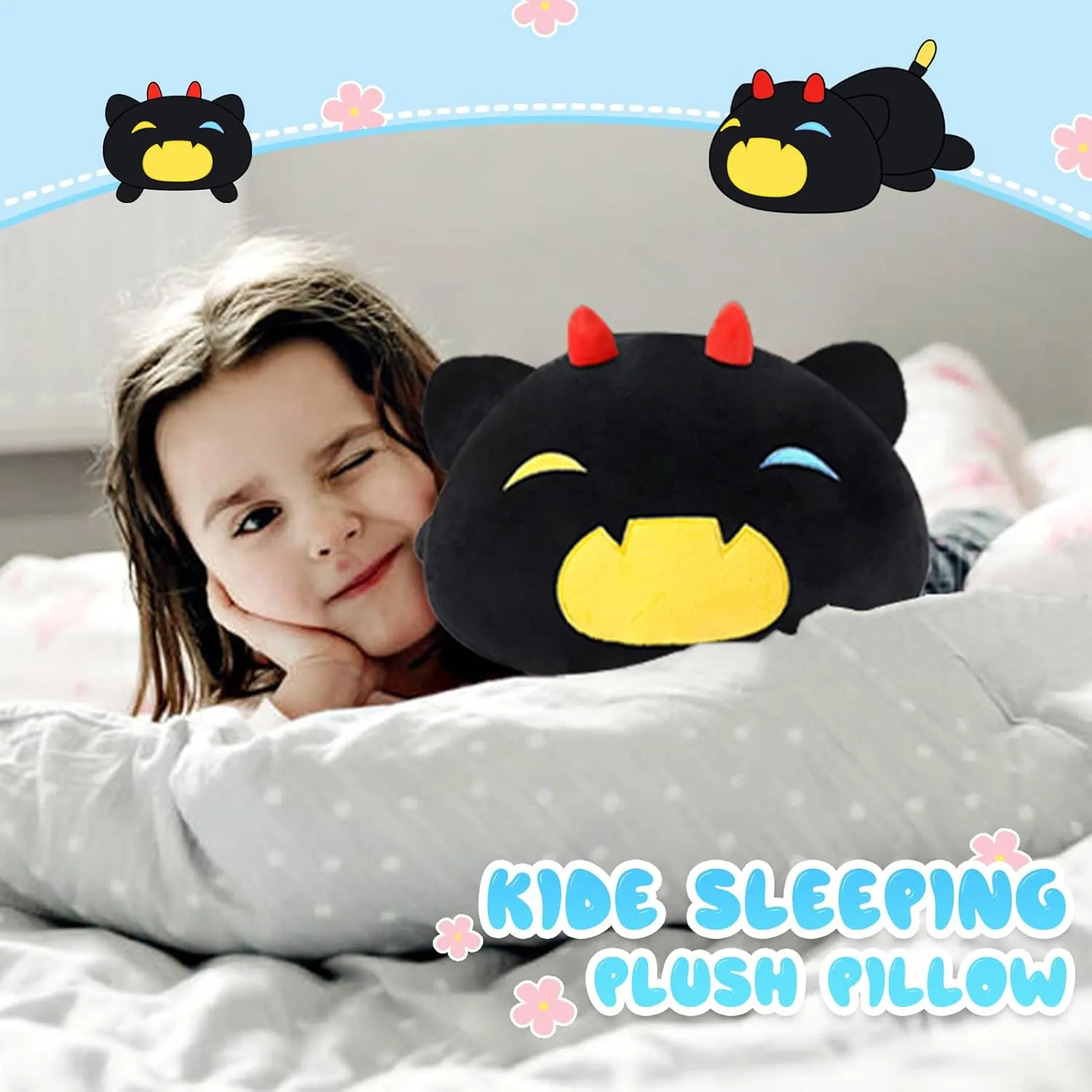 Black Cat Plush Pillow Cute Soft Pumpkin Cat Plush Toy Stuffed Animals Kitten Plushie Doll Great Gift for Kids and Adult Birthday Christmas Valentines, 20", Yellow