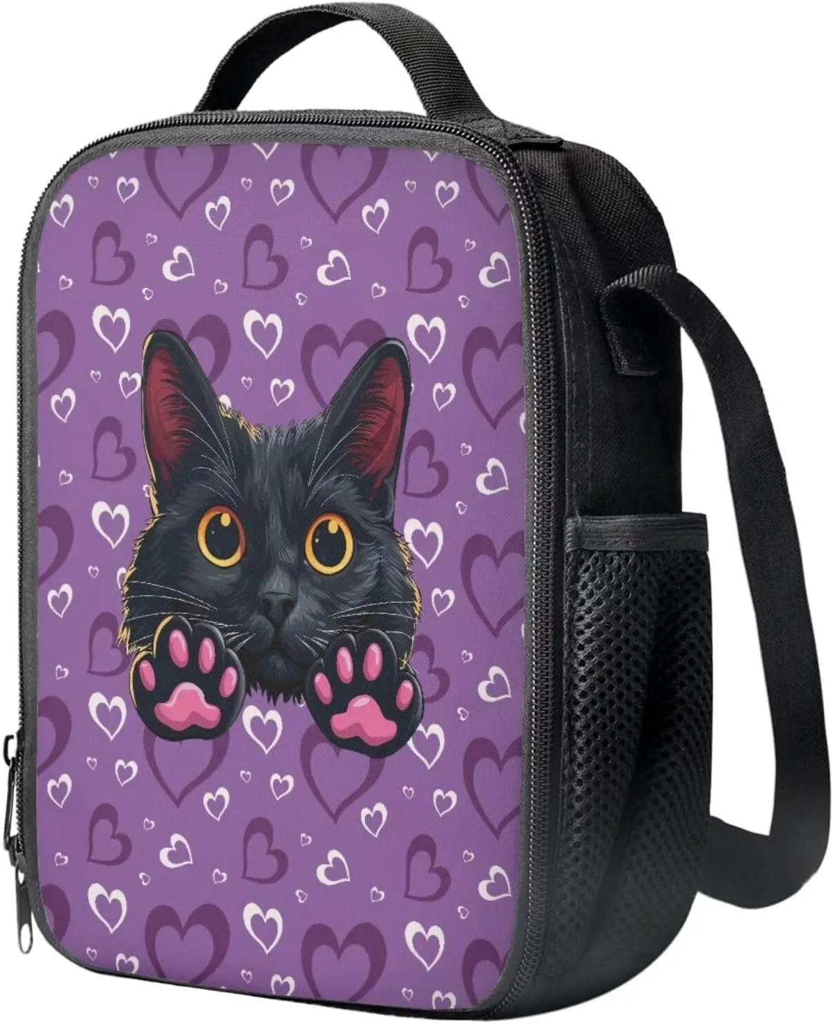 Black Cat Toddler Girl Backpack and Lunch Box Set 12 School Bags for Teen Boys Back to School Stylish School Backpack Gift for Birthdays,Thanksgiving Day,Christmas,School Seasons