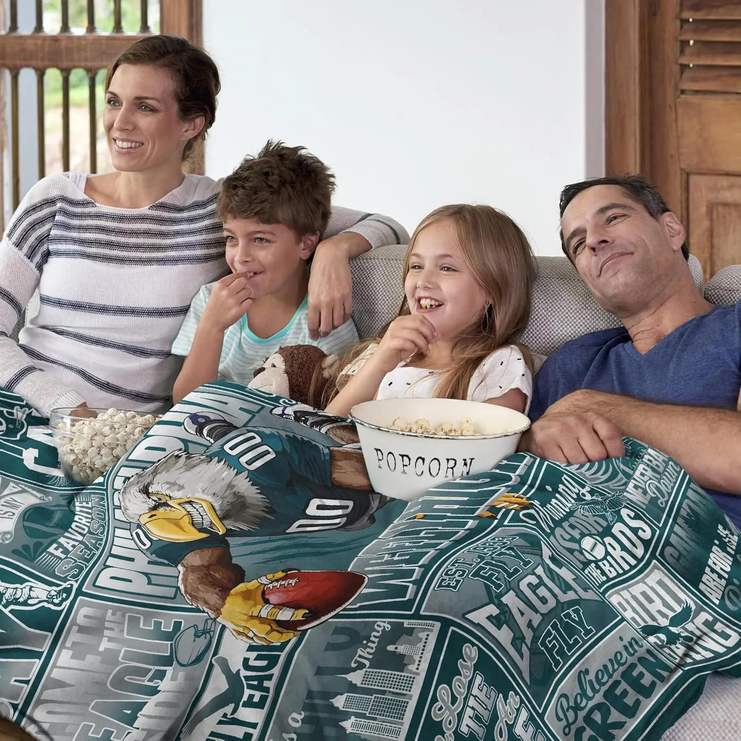 Blanket Football Fan Gifts for Men Women Football Style Throw Blanket Flannel Super Cozy Soft Living Room 60"x50".