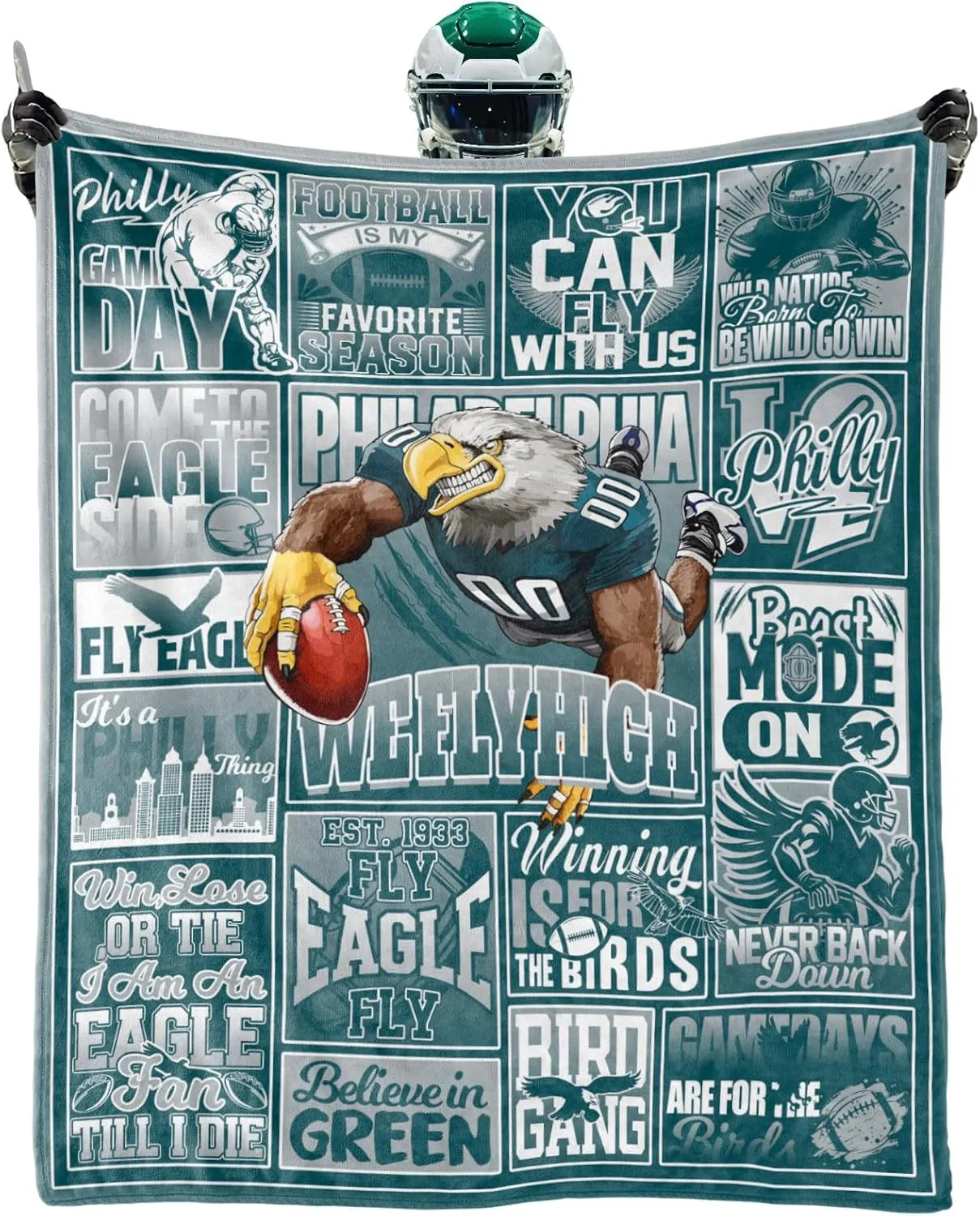 Blanket Football Fan Gifts for Men Women Football Style Throw Blanket Flannel Super Cozy Soft Living Room 60"x50".