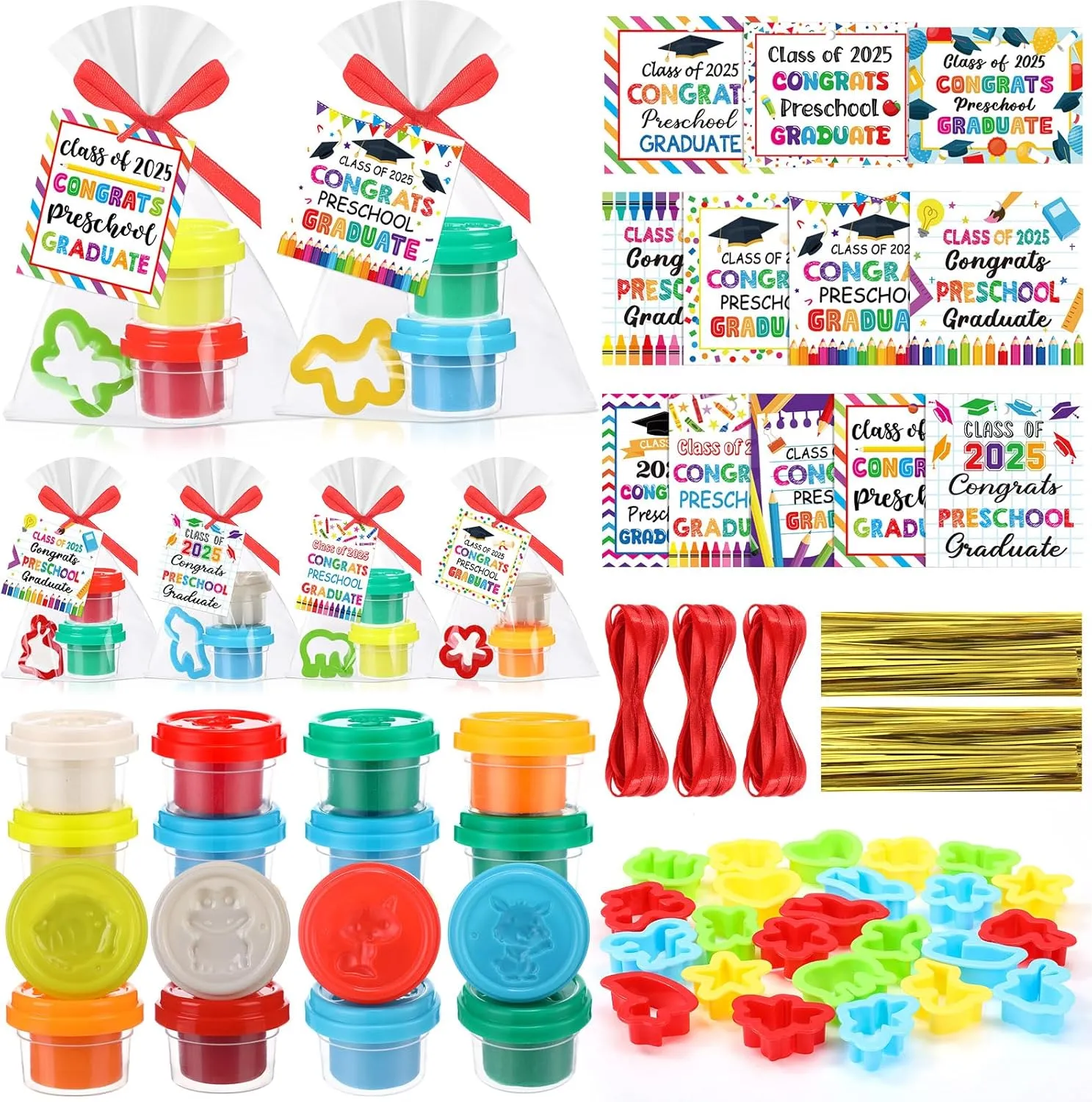 Blosssound 48 Sets Preschool Graduation Gifts for Students Bulk Include Playing Dough Tools Cards Gift Bags for Class of 2025 Preschool Graduate Presents End of Year Kindergarten Grad Party Favors