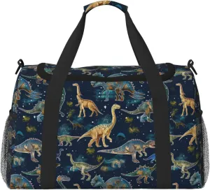 Blue Dinosaurs Travel Weekender Overnight Bags Foldable Hand Travel Bag Sport Gym Duffel Bag For Men Women