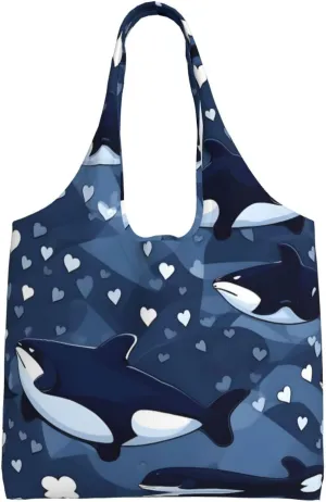 Blue Killer Whale Shoulder bag - convenient to carry, suitable for shopping, work and study