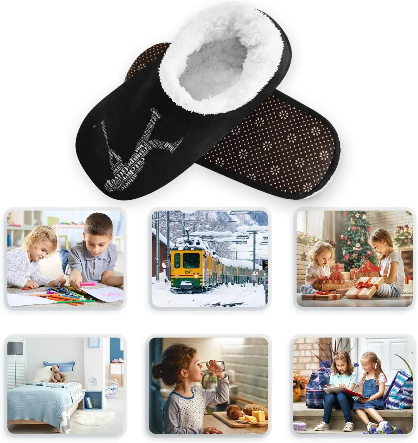 Boccsty Toddler Boys Girls House Slippers Fuzzy Kids Slippers Infant Home Shoes XS-S