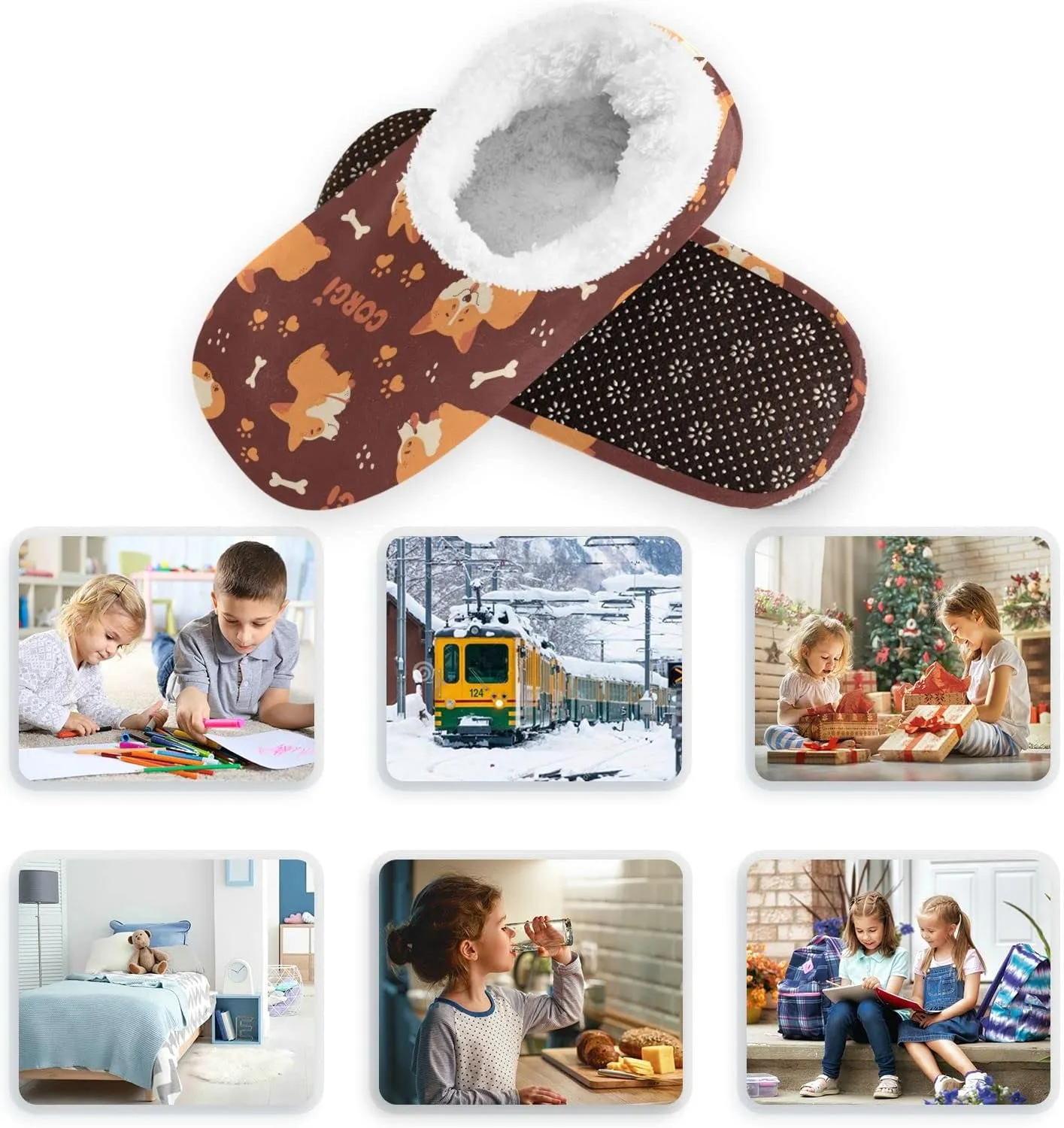 Boccsty Toddler Boys Girls House Slippers Fuzzy Kids Slippers Infant Home Shoes XS-S