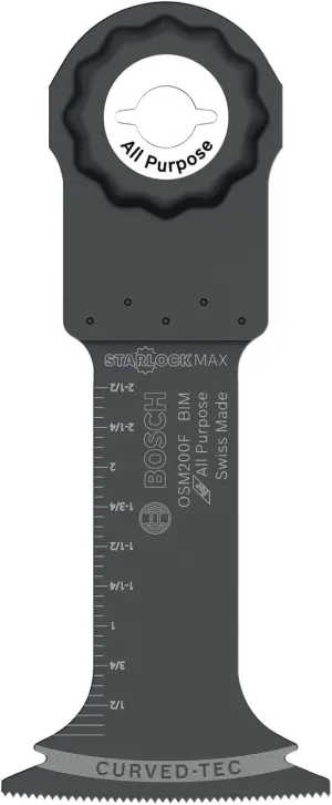 BOSCH OSM200F 1-Piece 2 In. StarlockMax Oscillating Multi Tool All Purpose Bi-Metal Plunge Cut Blade for Extreme-Duty Applications in Wood, Wood with Nails, Drywall, PVC, Metal (Nails and Staples)