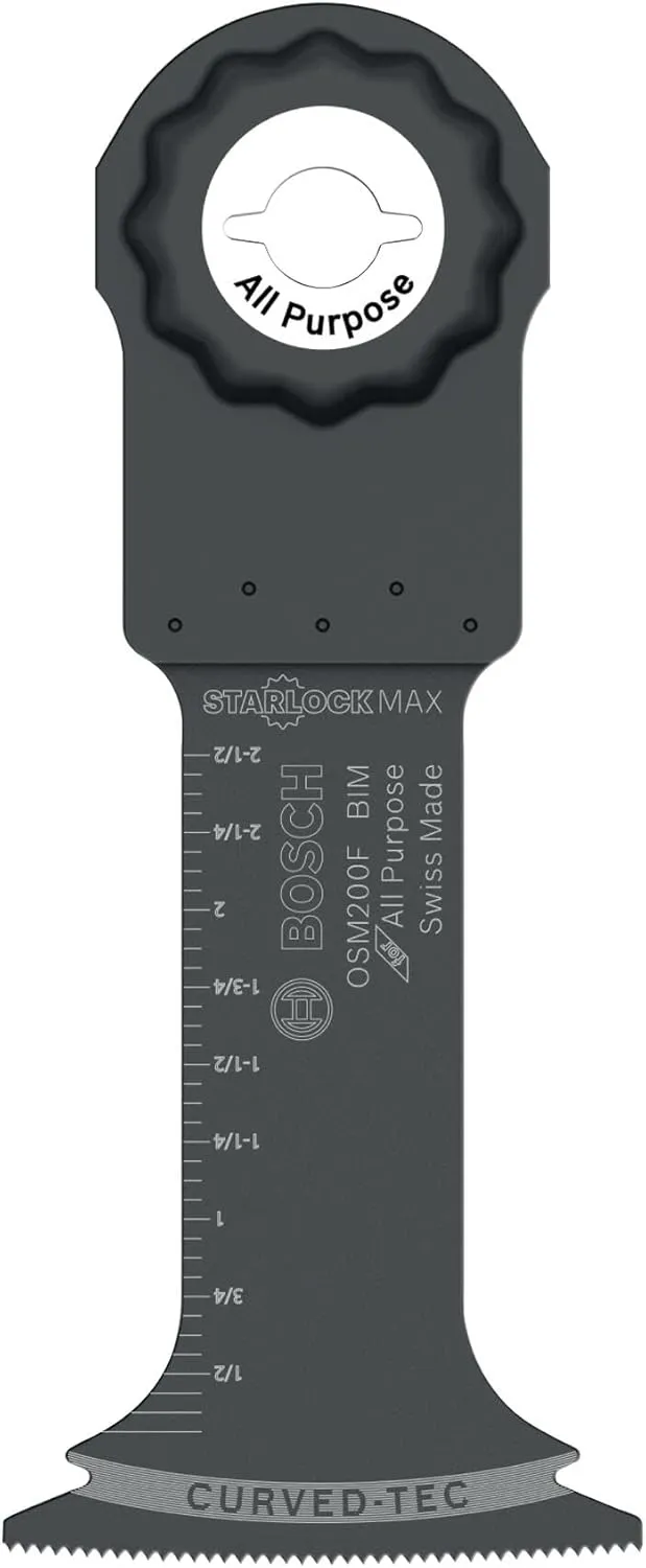 BOSCH OSM200F 1-Piece 2 In. StarlockMax Oscillating Multi Tool All Purpose Bi-Metal Plunge Cut Blade for Extreme-Duty Applications in Wood, Wood with Nails, Drywall, PVC, Metal (Nails and Staples)