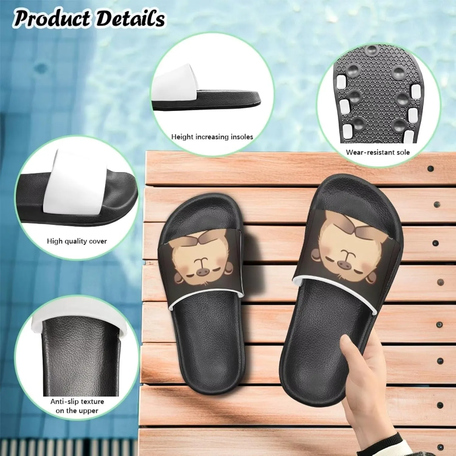Boy & Girls Slide Sandals Kids Shower Shoes Non Slip Summer Slippers Beach Sandals