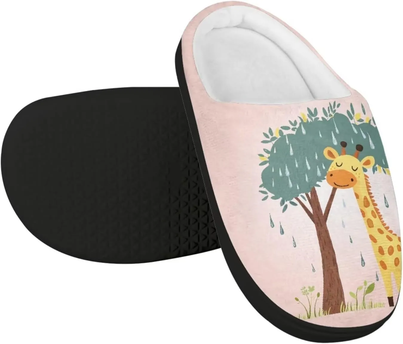 Boy Girls Winter Warm Slippers Cute Fluffy Plush Slippers Animal Print House Shoes Non Slip Indoor Slippers US9-15
