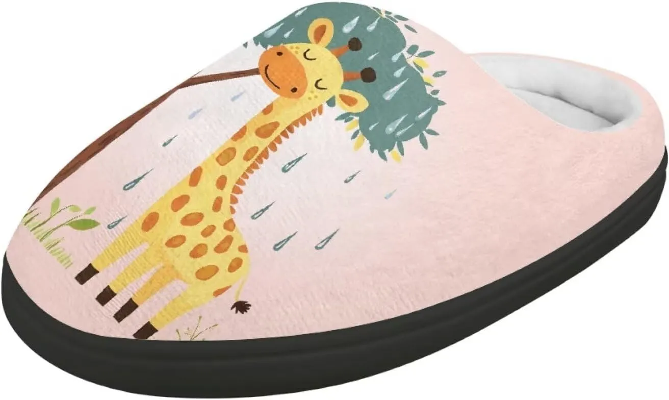 Boy Girls Winter Warm Slippers Cute Fluffy Plush Slippers Animal Print House Shoes Non Slip Indoor Slippers US9-15