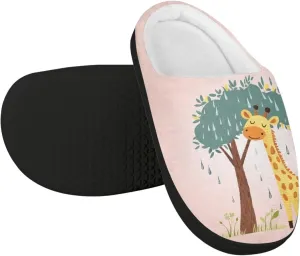Boy Girls Winter Warm Slippers Cute Fluffy Plush Slippers Animal Print House Shoes Non Slip Indoor Slippers US9-15