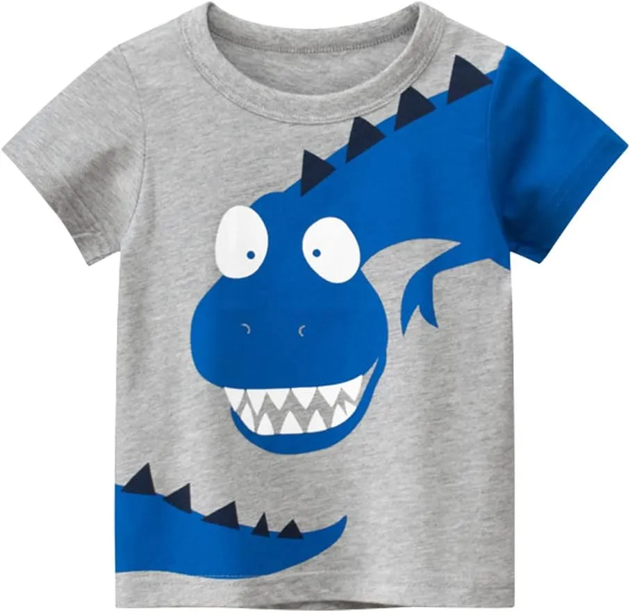 Boys' 4-Pack Excavator Short Sleeve Crewneck T-Shirts Top Tee Size 2-7 Years Toddler Boys' Value Pack Cotton T-Shirt