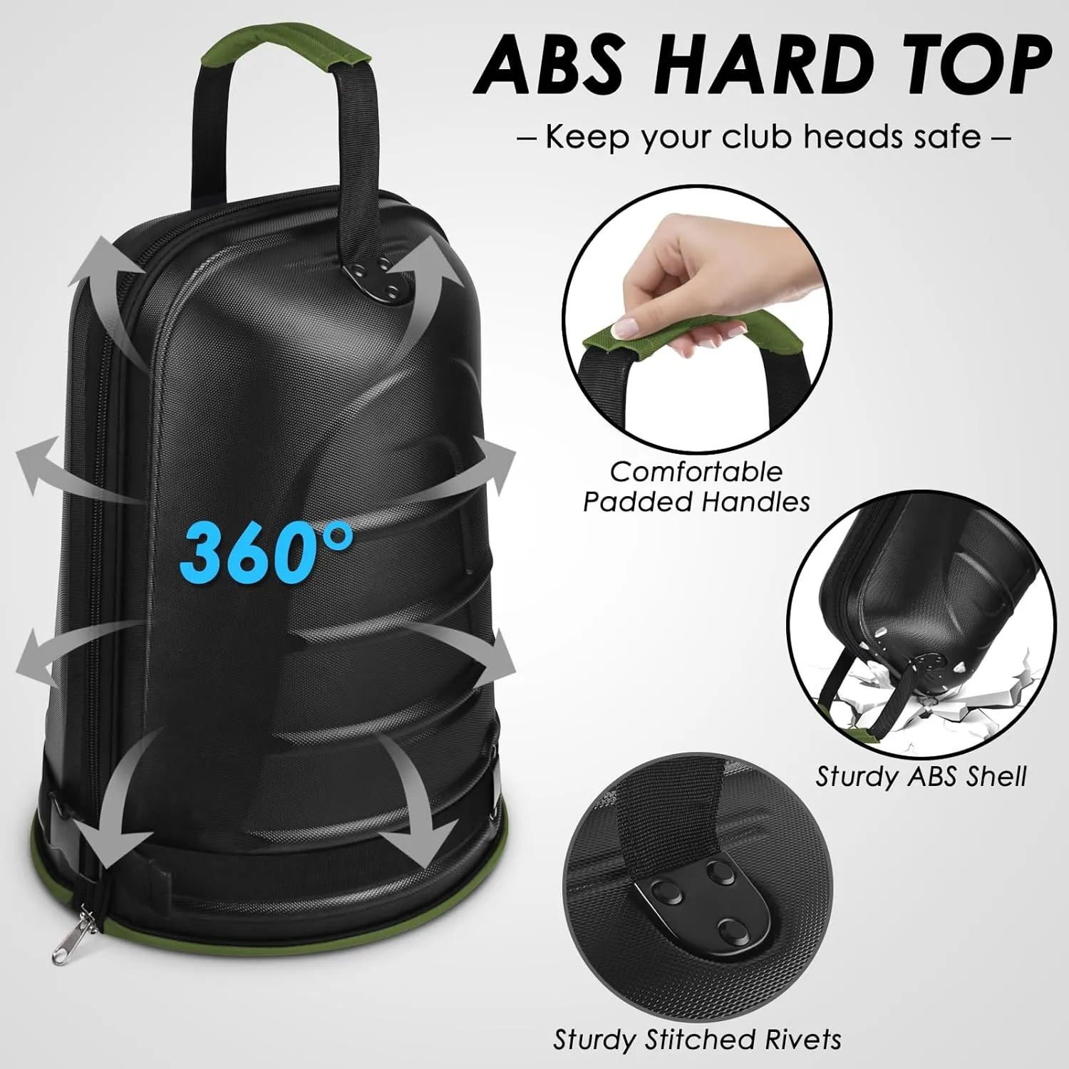 BROTOU Golf Travel Bags for Airlines with Tank Wheels and ABS Hard Shell Top Golf Club Travel Case Waterproof Oxford Fabric Protect Golfs Clubs Large Capacity and Easy to Maneuver