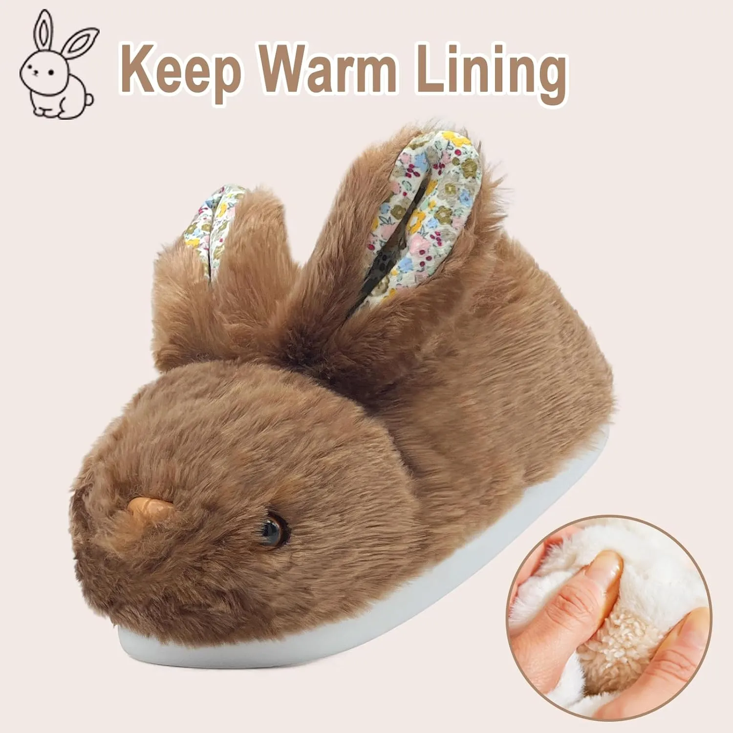 Bunny Slippers for Women, Cute Animal Fluffy Slippers Fuzzy House Shoes Plush Warm Winter Slippers Rabbit Home Bedroom Shoes Indoor & Outdoor