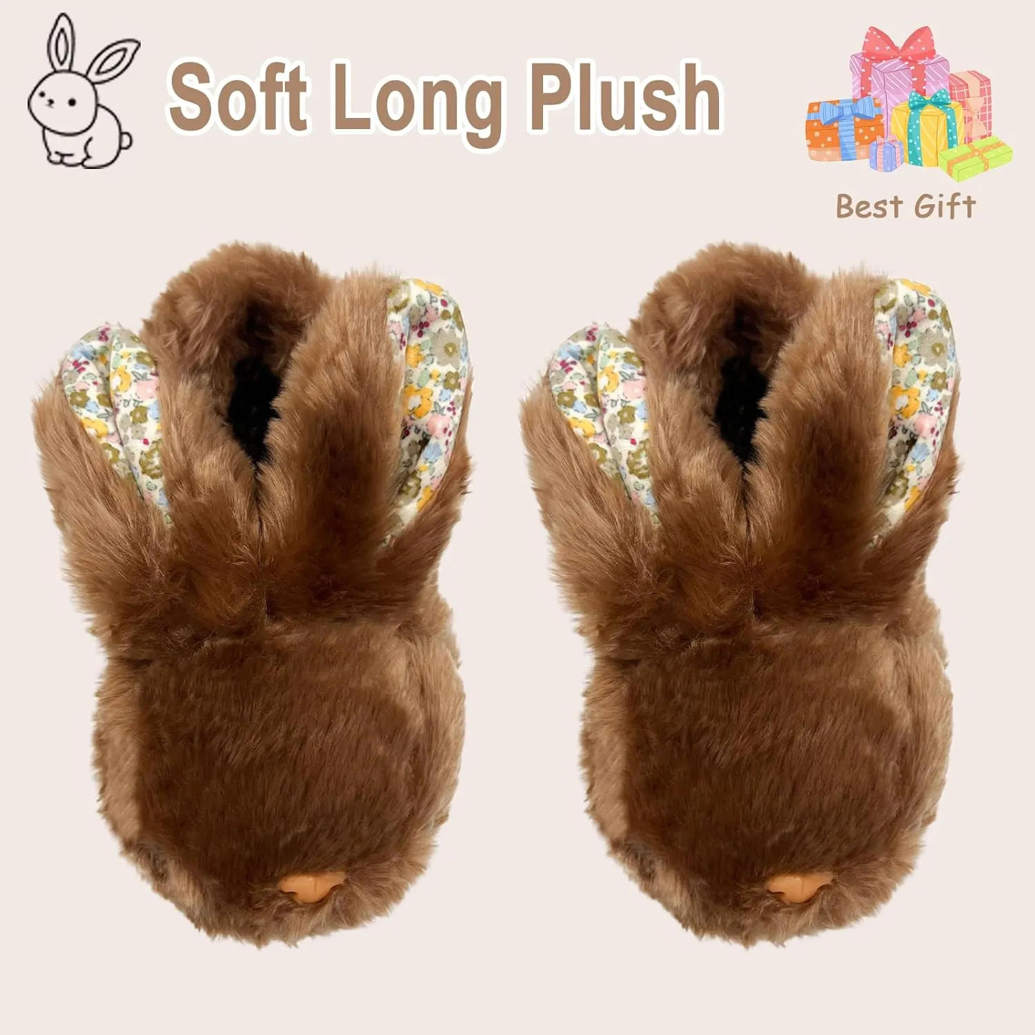 Bunny Slippers for Women, Cute Animal Fluffy Slippers Fuzzy House Shoes Plush Warm Winter Slippers Rabbit Home Bedroom Shoes Indoor & Outdoor