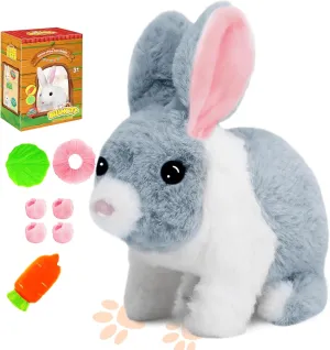 Bunny Toys for Kids, Realistic Rabbit Toys with Jumping Action, Wiggling Ears, Twitching Mouth and Nose, Ideal Easter Gifts for Toddlers Kids Aged 3 4 5 6 Years Old