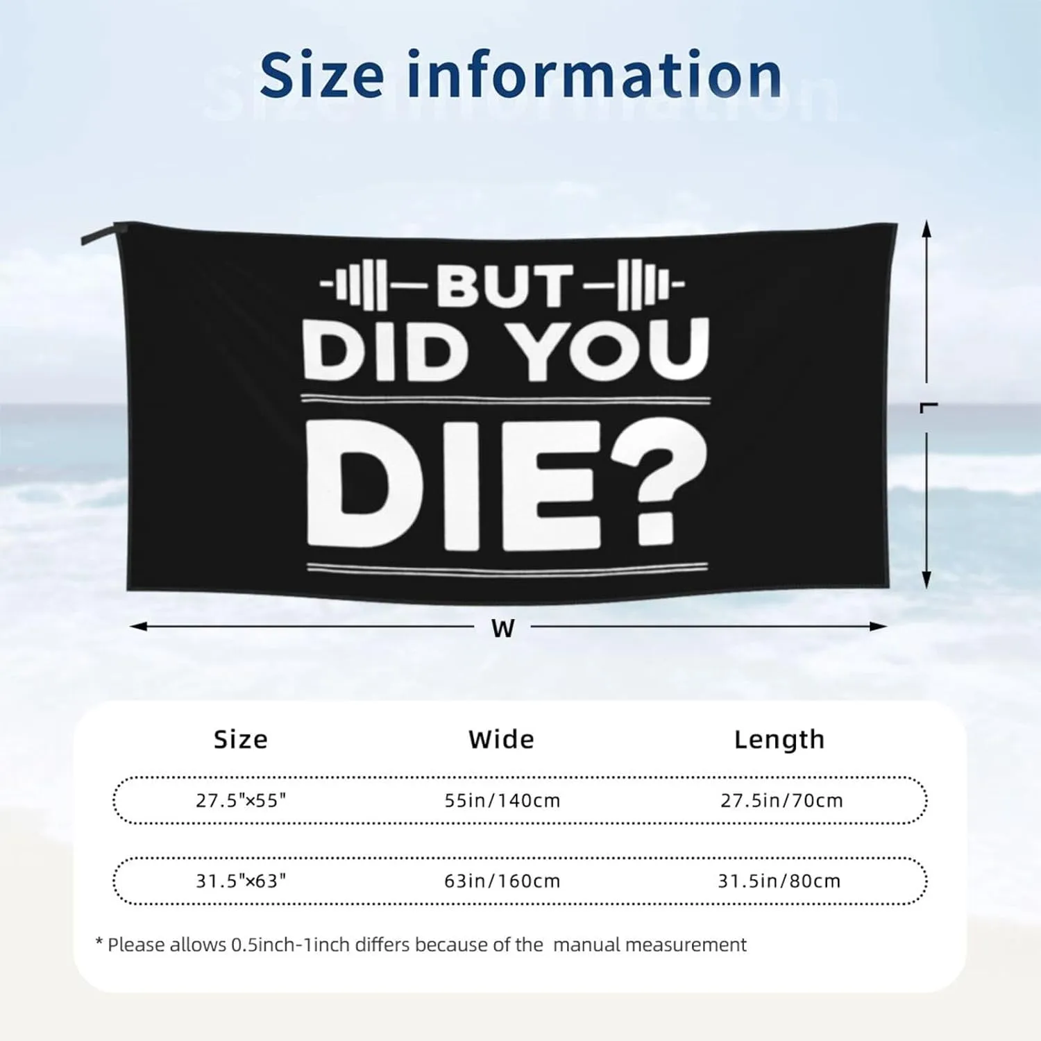 But Did You Die Beach Towel with Travel Bag 31.5"x63" Quick Dry Sand Free Lightweight Large Oversized Towels Light Vacation Essentials