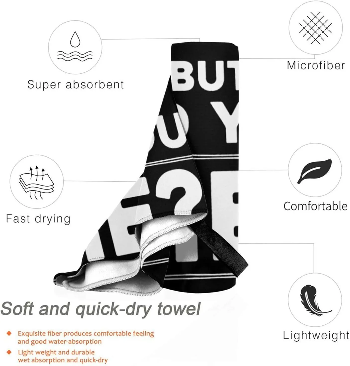 But Did You Die Beach Towel with Travel Bag 31.5"x63" Quick Dry Sand Free Lightweight Large Oversized Towels Light Vacation Essentials