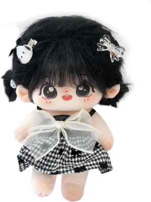 CALEMBOU Plush Doll, 20cm Cotton Anime Plushie with Skeleton, Kawaii Soft Stuffed Dress Up Doll & Clothes Gift for Girls (Doll&Clothes-XiaoWanzhi-A)