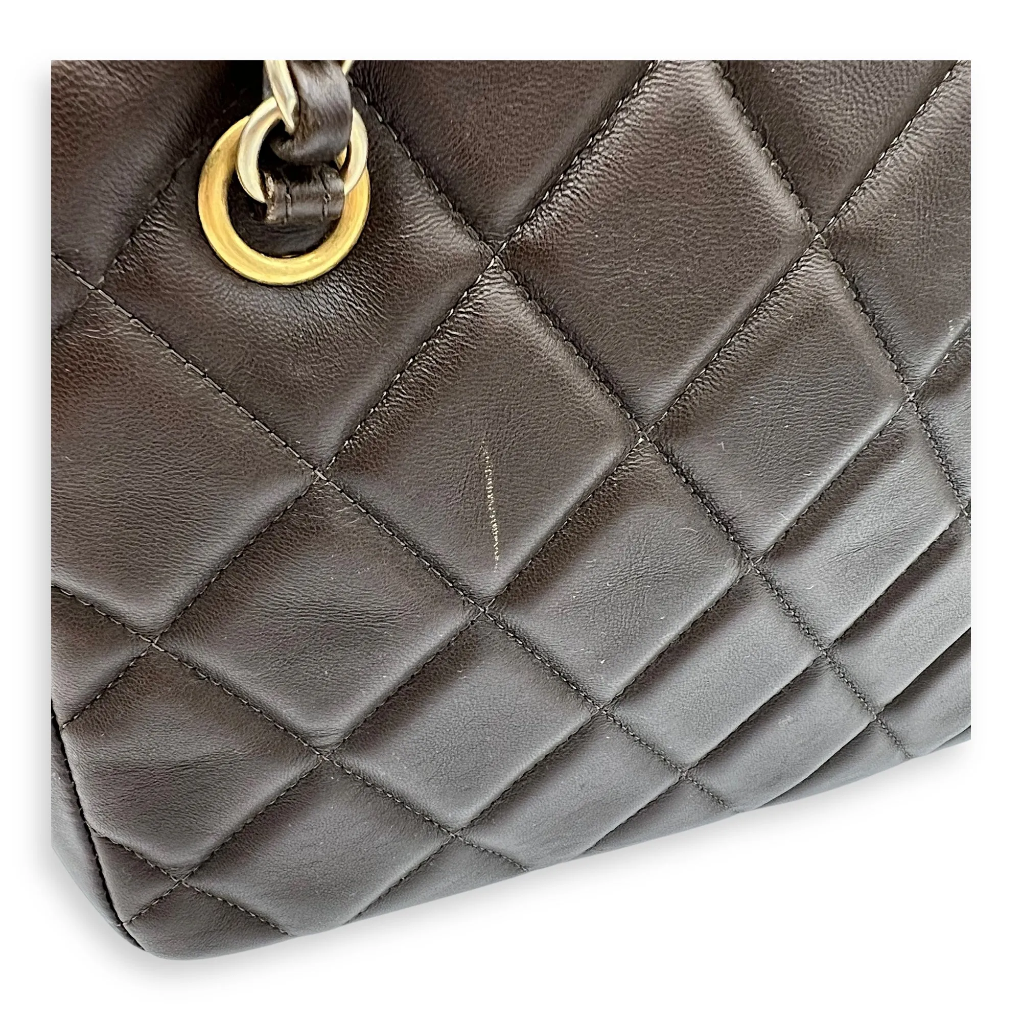 Camera Brown Shoulder Bag in Calfskin, Gold hardware