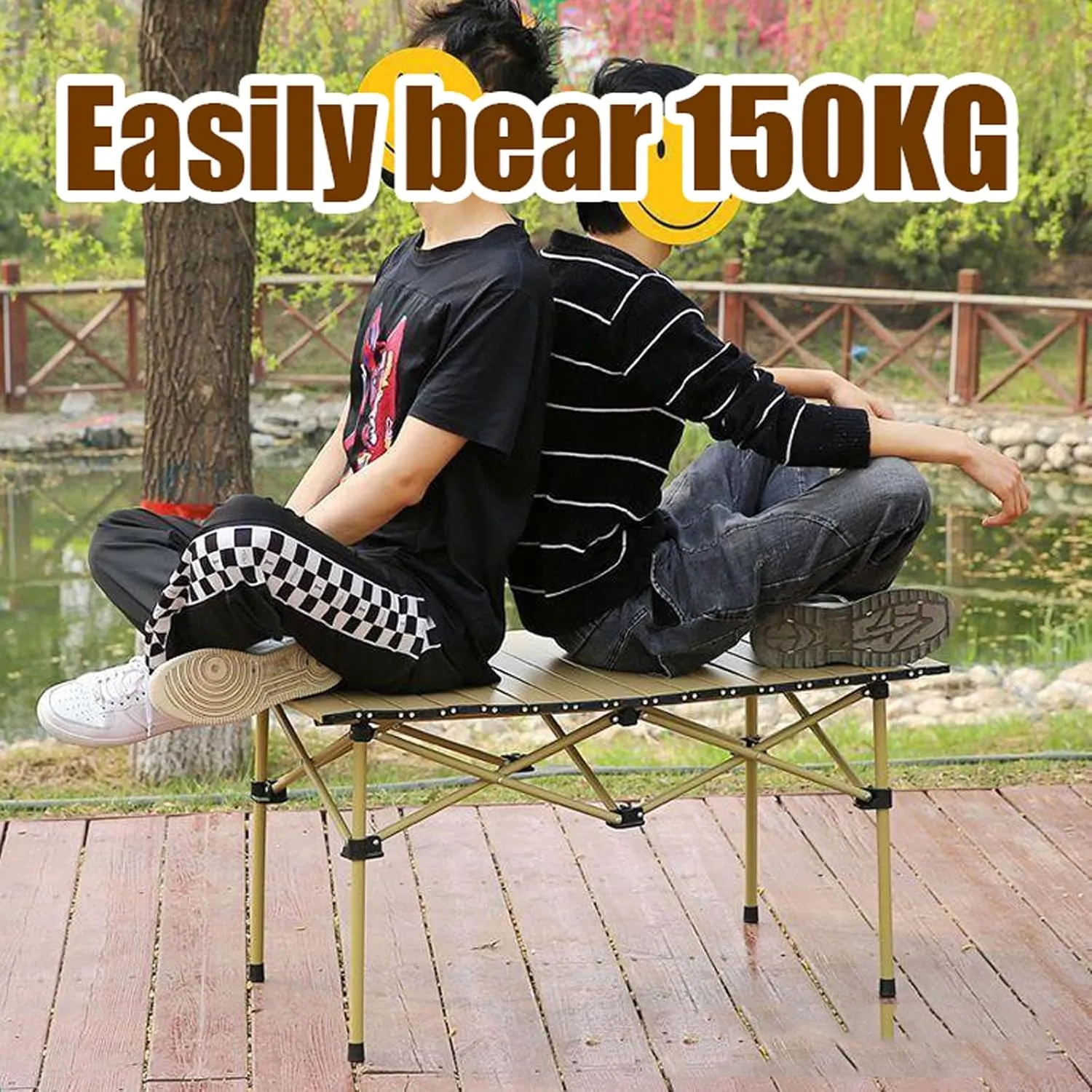 Camping Compact Table Collapsible Lightweight Lawn Chair Portable Picnic Table with Seats for More People, Folding Roll up Carbon Steel Table for Garden Patio, 53cm-black-5pcs