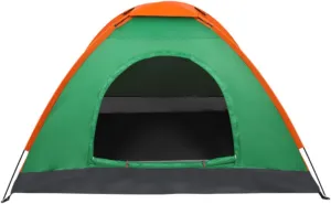 Camping Dome Tent, 2 Person Waterproof Camping Dome Tent for Outdoor Hiking Survival, Orange and Green, Waterproof and Windproof, Easy To Set Up, Suitable for Hiking, Backpacking, Glamping, Beach