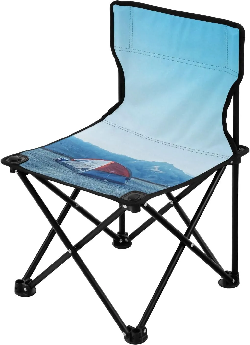 Camping Tent Scene Foldable Ultralight Camping Chair Ultralight Folding Chair with Carrying Bag Ice Fishing Chair for Traveling Camping